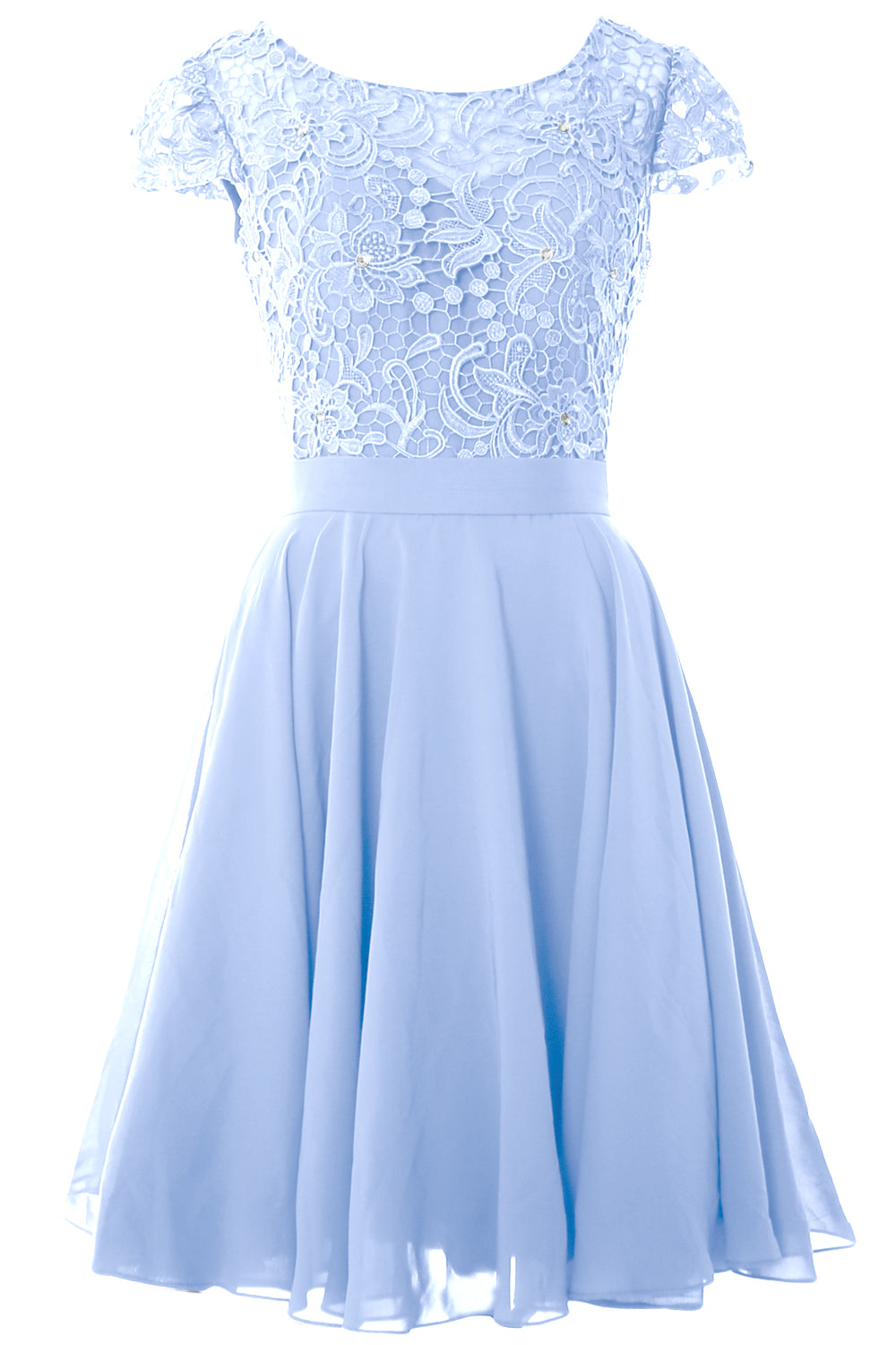 MACloth Women Short Cap Sleeve Lace Wedding Bridesmaid Mother Dresses Homecoming