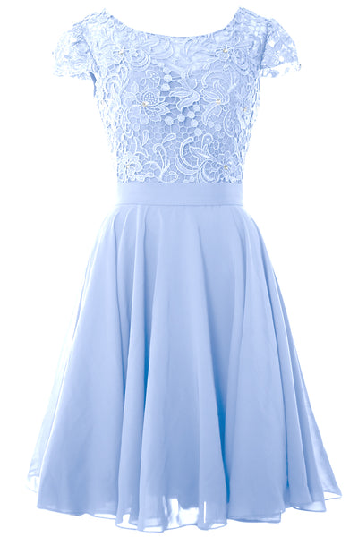 MACloth Women Short Cap Sleeve Lace Wedding Bridesmaid Mother Dresses Homecoming