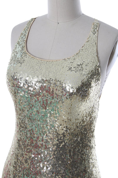MACloth Mermaid Prom Dresses Sleeveless Sequin Wedding Party Formal Evening Gown