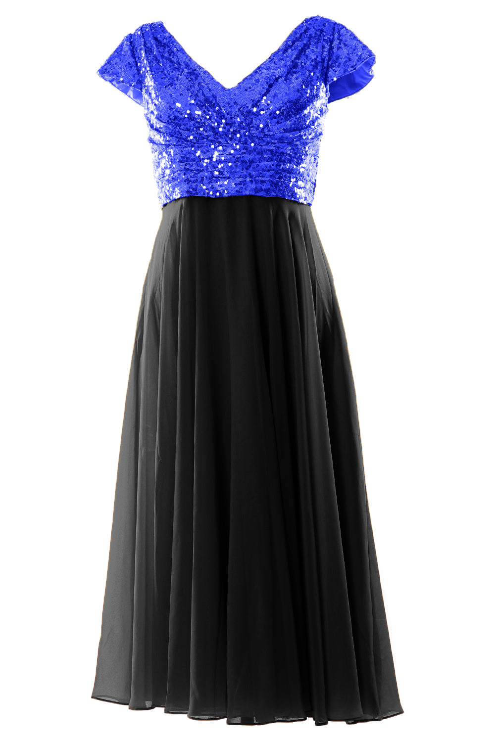 MACloth Damen Kleider für die Brautmutter, wadenlang, Pailletten, Flügelärmel, Brautjungfer