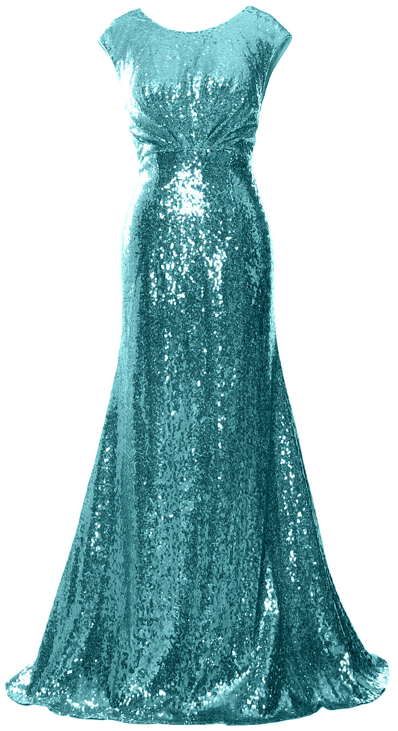 MACloth Damen Kleider für die Brautmutter mit Flügelärmeln und Pailletten, formelles Brautjungfernkleid