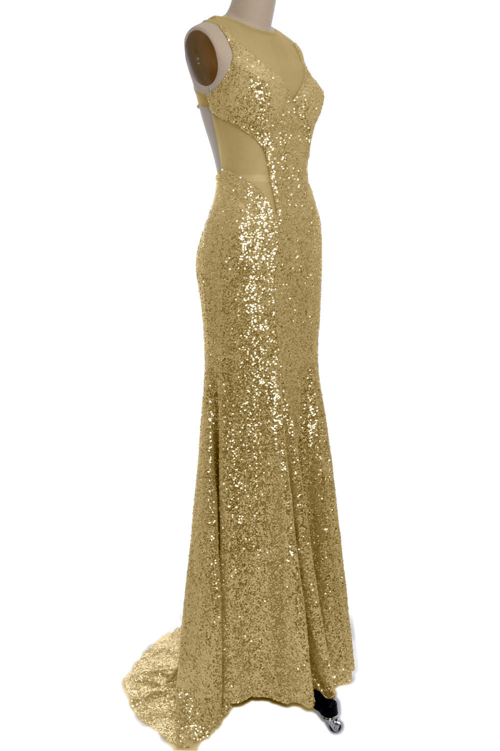 MACloth Wunderschönes Meerjungfrau-Kleid mit Ausschnitten und Pailletten, lang, für Abschlussball, Party, Abendkleid