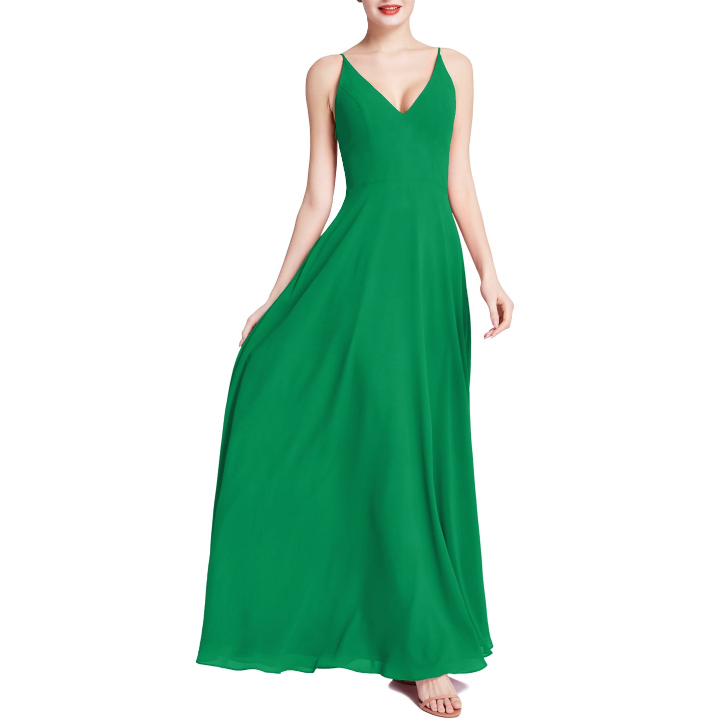 MACloth Mujeres Cuello en V Maxi Boda Fiesta Dama de Honor Vestidos Vestido de Noche