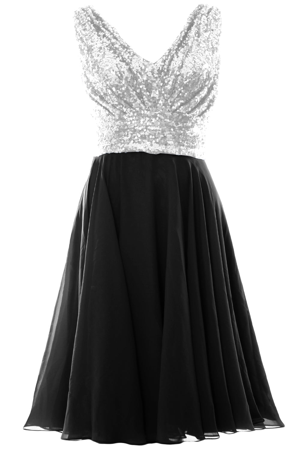MACloth Women V Neck Sequin Short Wedding Bridesmaid Dresses Mother of Bride