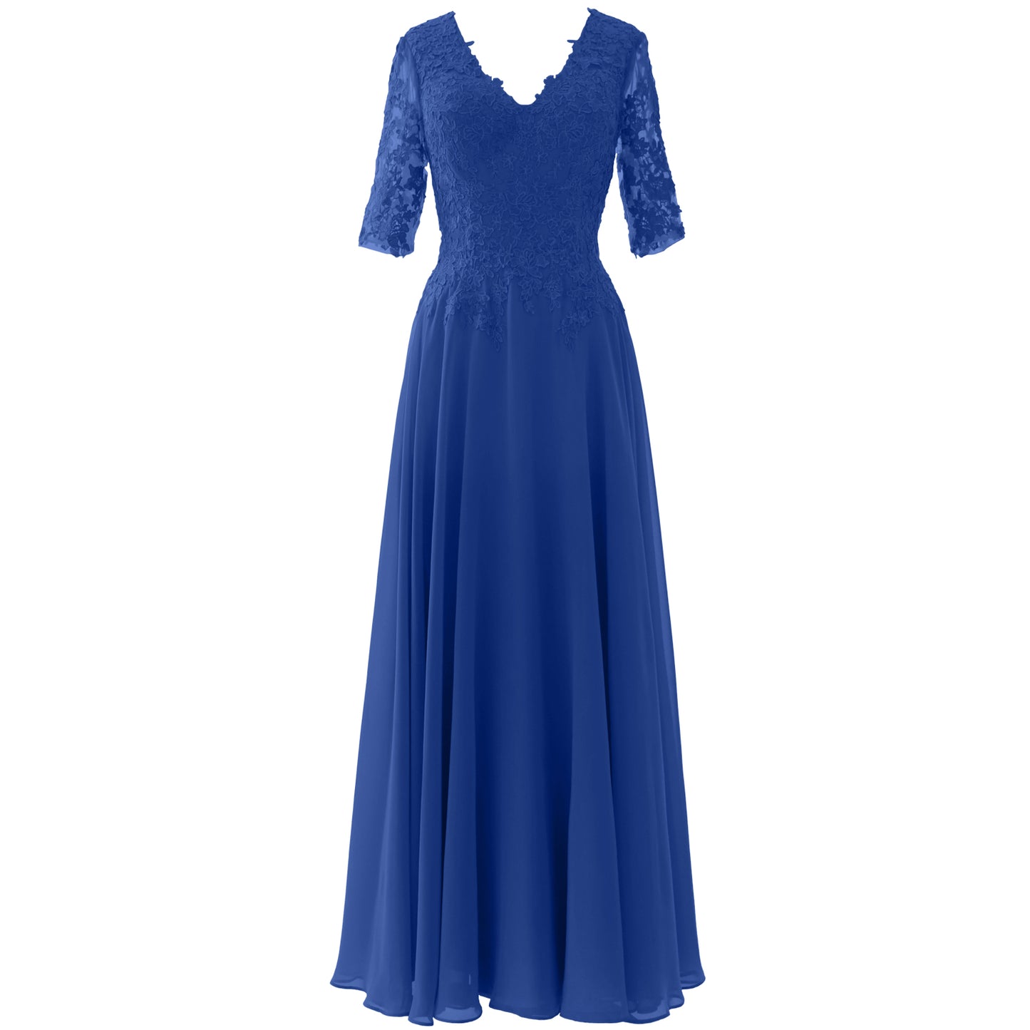 MACloth Vestido largo maxi para madre de la novia, manga corta, encaje, escote en V, vestido de noche