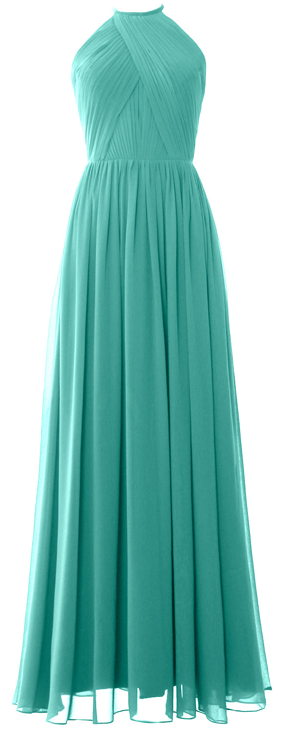 MACLoth Halter Vestidos largos de dama de honor Vestido de noche formal para boda MoH