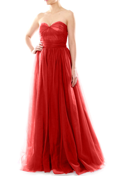 MACloth Women Flowy Sweetheart Convertible Long Wedding Party Bridesmaid Dress