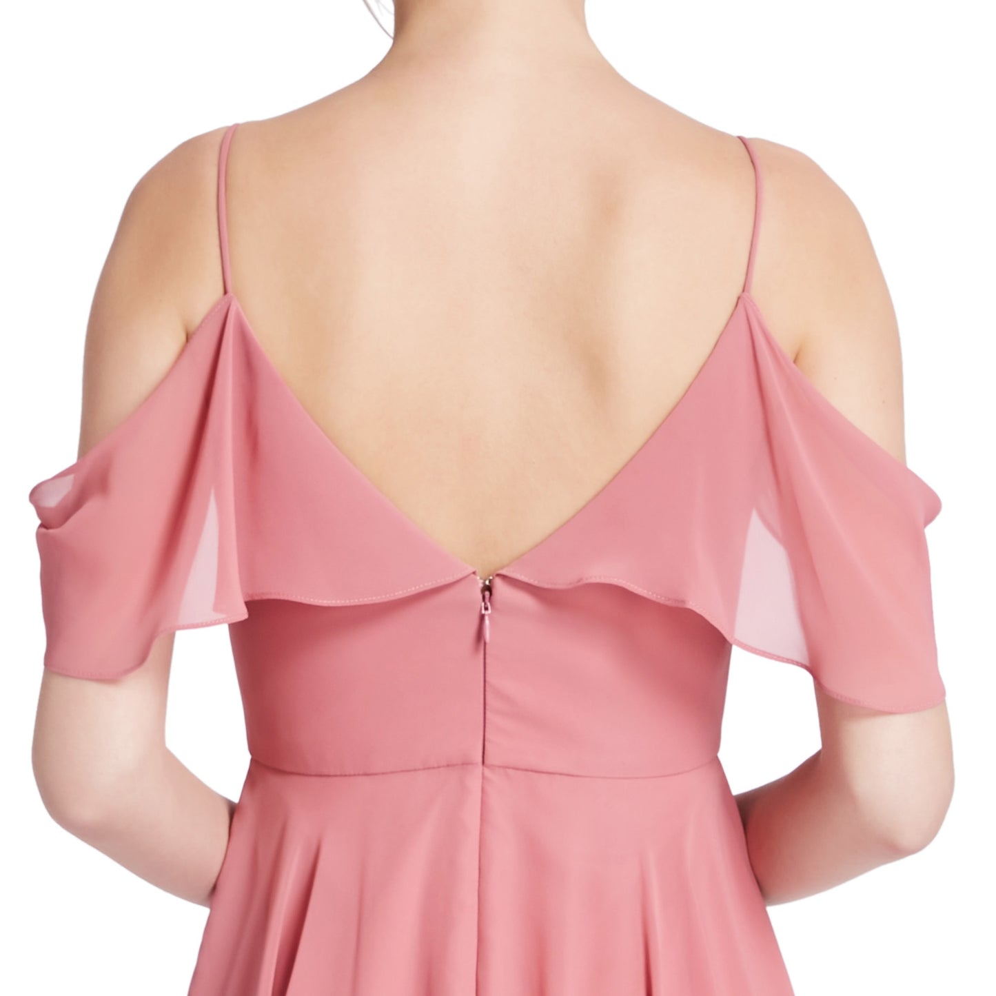 MACloth Damen-Kleid mit kalten Schultern und Rüschen, kurz, für Hochzeit, Party, Brautjungfern