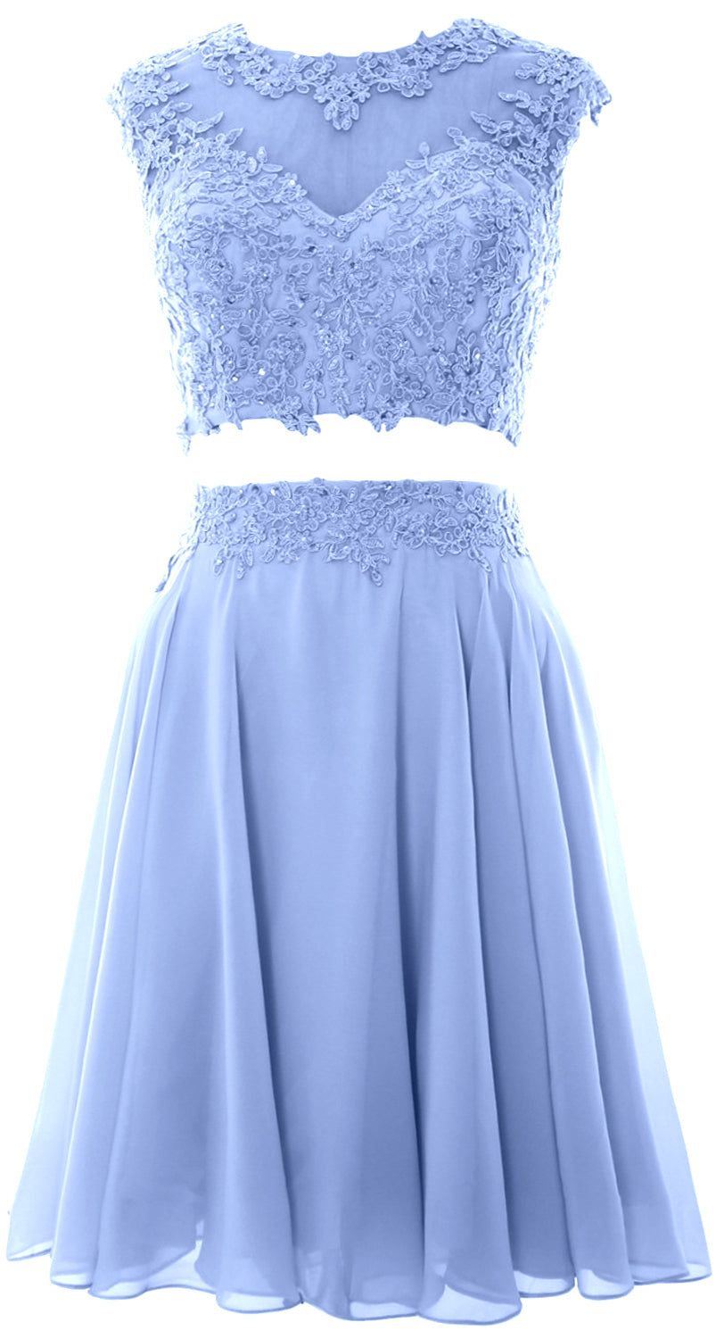 Vestido de fiesta de boda de encaje de 2 piezas estilo vintage para mujer de MACloth