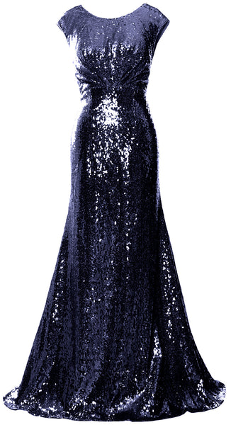 MACloth Women Mother of Bride Dresses Cap Sleeves Sequin Bridesmaid Formal Gown