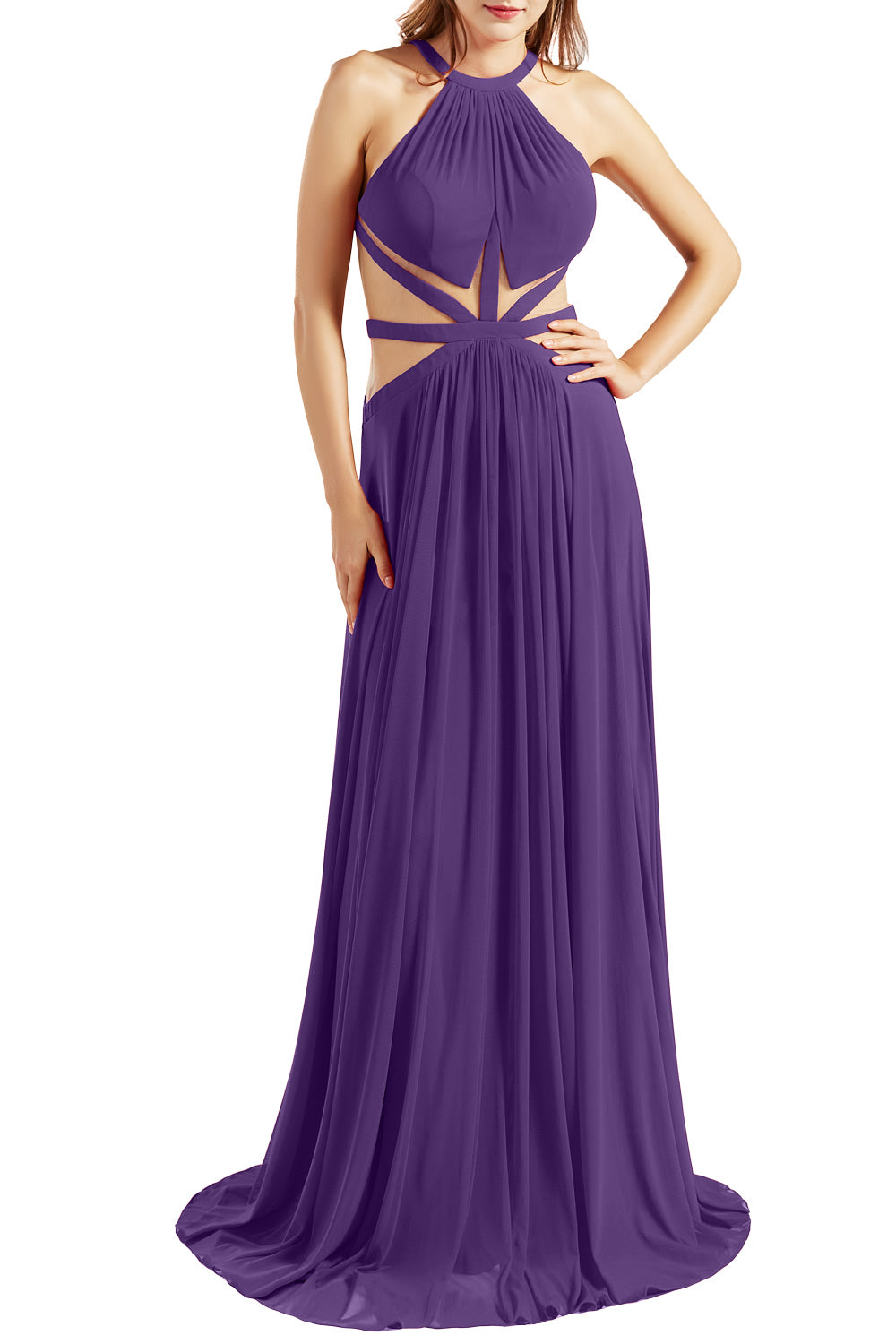 MACloth Damen Neckholder-Ballkleid mit Ausschnitt, formelles Abendkleid für Hochzeit, Party, Ballkleid