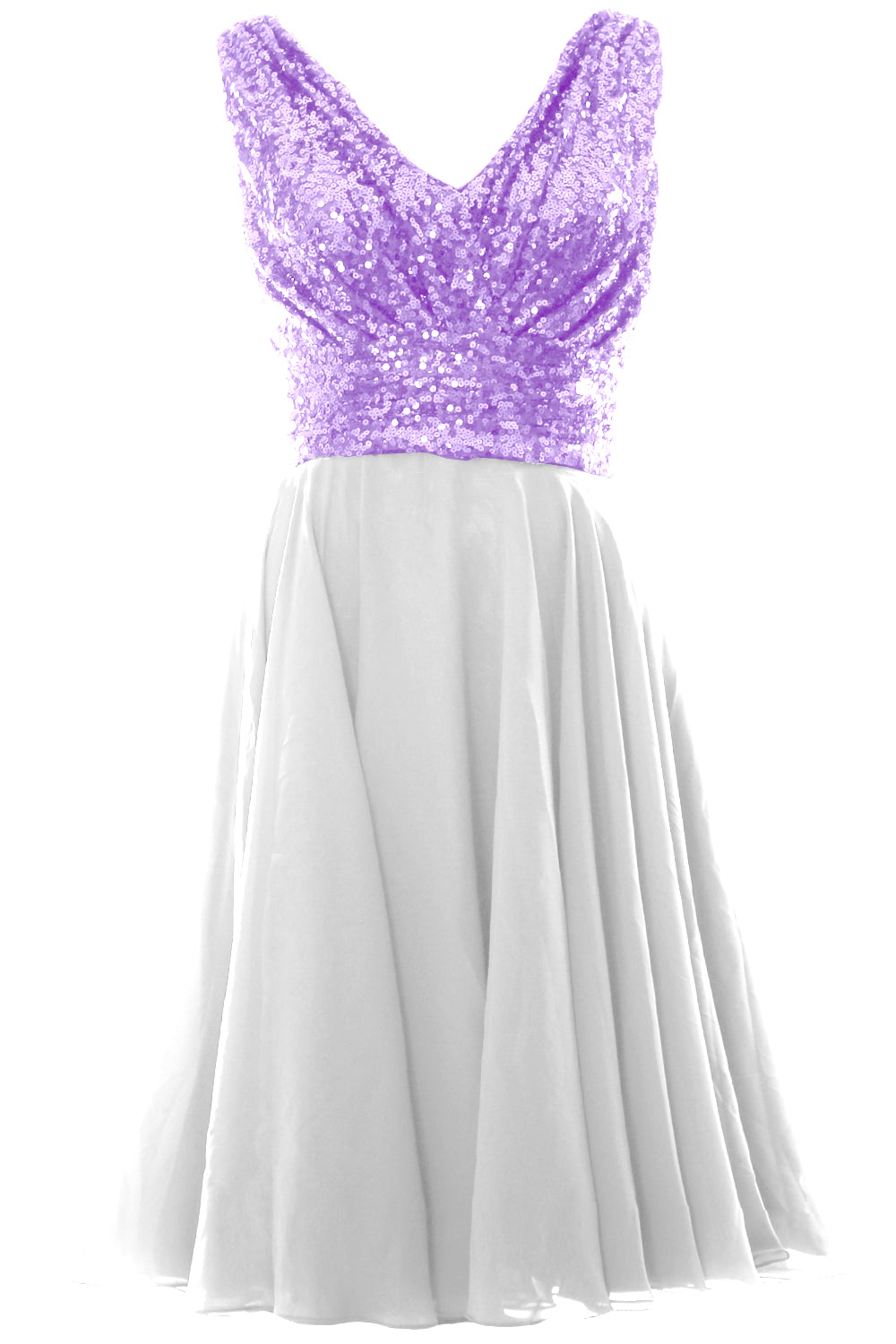 MACloth Women V Neck Sequin Short Wedding Bridesmaid Dresses Mother of Bride