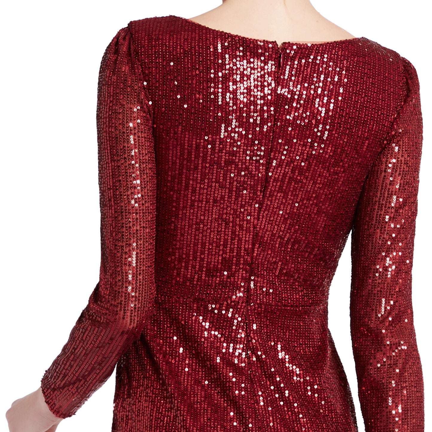 MACloth Damen Cocktailkleid mit langen Ärmeln, V-Ausschnitt, gerüscht, Wickeldesign, Pailletten