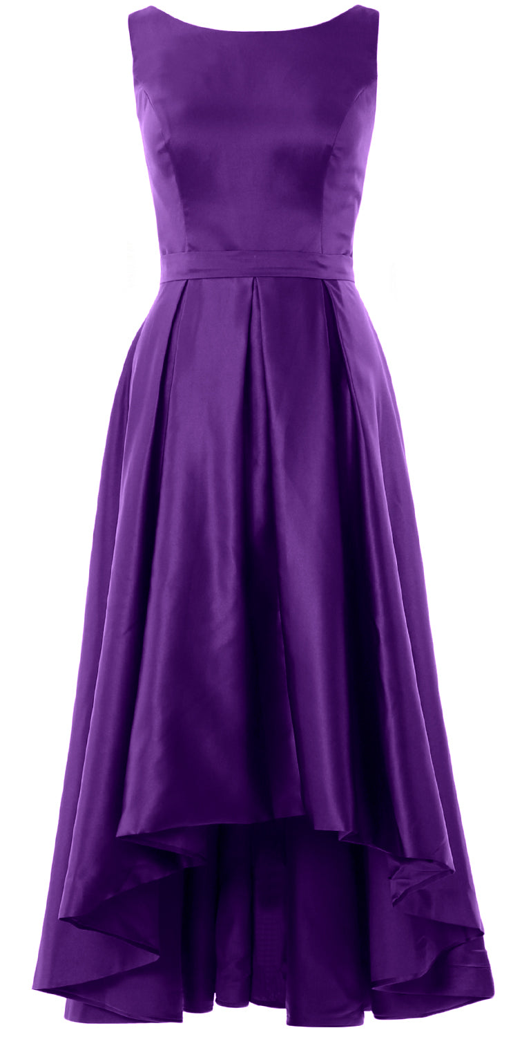 MACloth Hi-Lo Brautjungfernkleider Ärmellos Cocktail Hochzeit Party Abendkleid