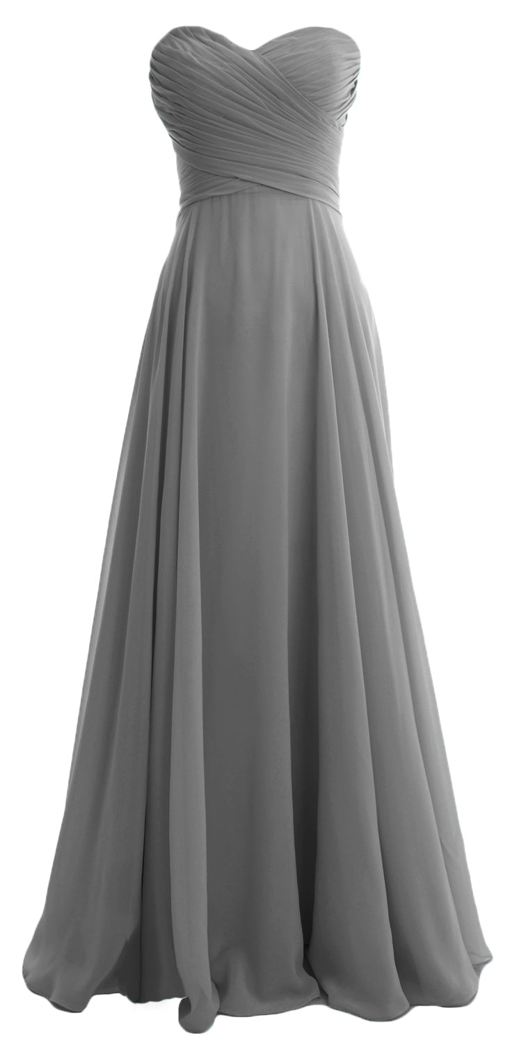 MACloth Women Sweetheart Chiffon A Line Long Bridesmaid Dresses Wedding Maxi