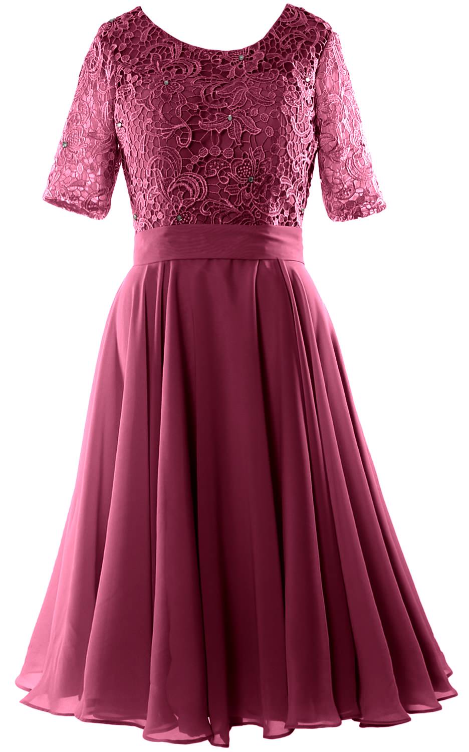 MACloth Women Short Mother Bride Dresses Half Sleeve Wedding Guest Dinner Lace