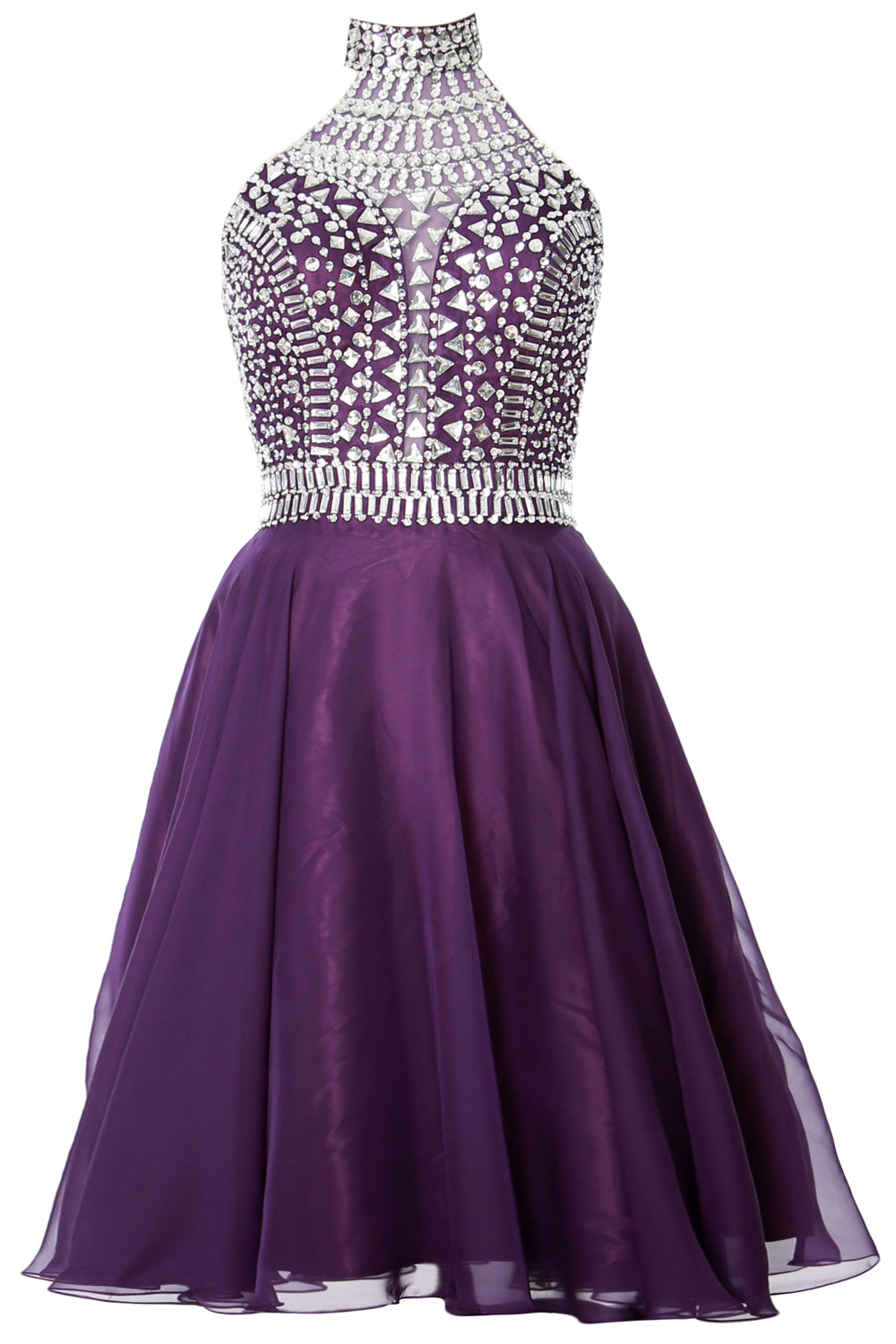 Vestido de fiesta de graduación con cuello alto y cuello halter de MACloth