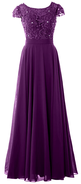 MACloth Women Mother of Bride Dresses Cap Sleeves Wedding Bridesmaid Rehearsal