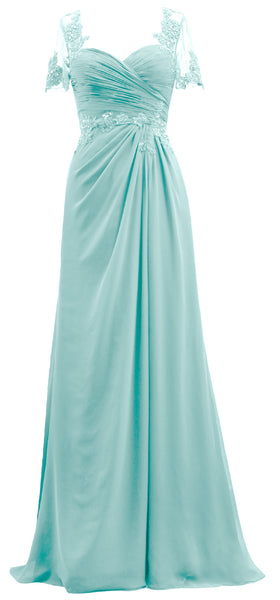 MACloth Women Short Sleeves Lace Formal Evening Gown Maxi Mother of Bride Dress