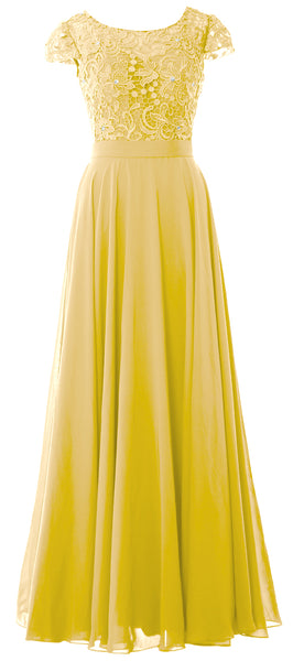 MACloth Women Mother of Bride Dresses Cap Sleeves Wedding Bridesmaid Rehearsal