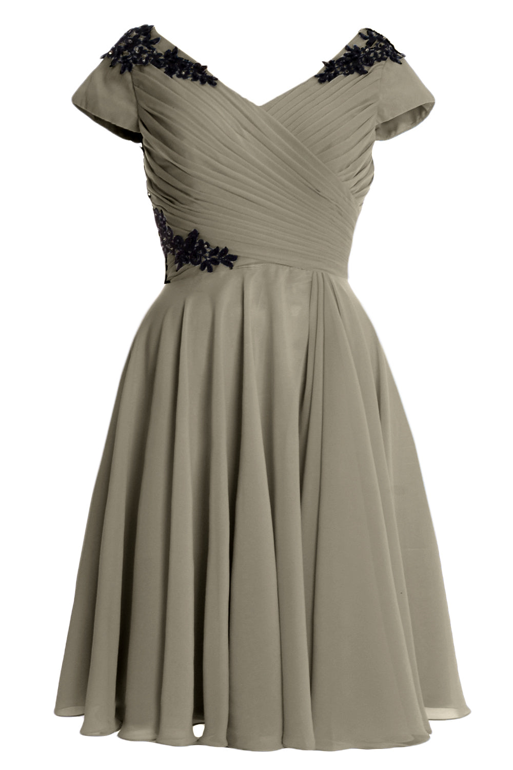 MACloth Damen Kleider für die Brautmutter und den Bräutigam, kurz, Flügelärmel, Brautjungfer, BD MoH