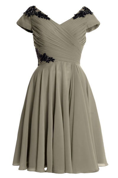 MACloth Women Mother of Bride Groom Dresses Short Cap Sleeve Bridesmaid BD MoH