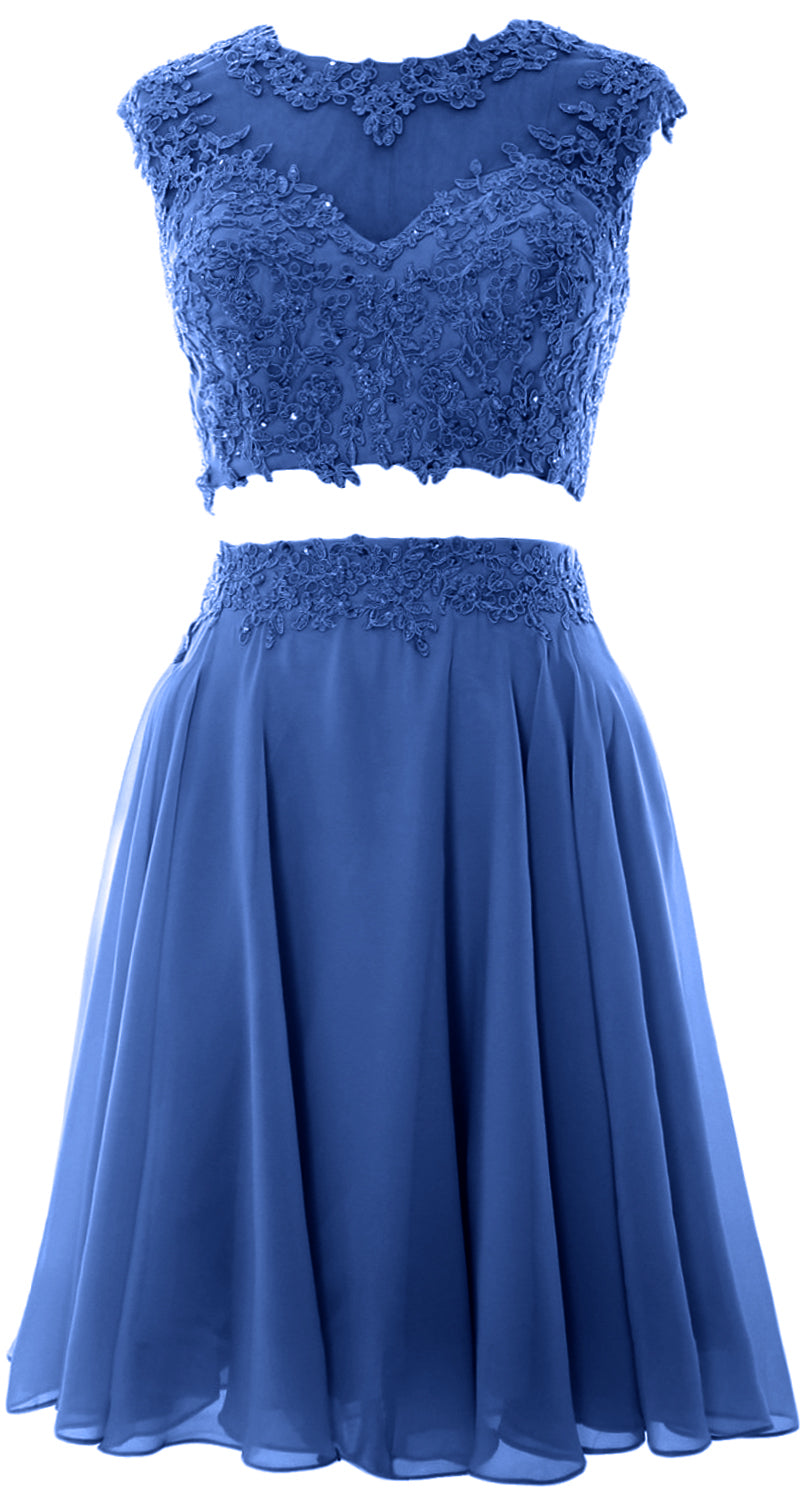 Vestido de fiesta de boda de encaje de 2 piezas estilo vintage para mujer de MACloth