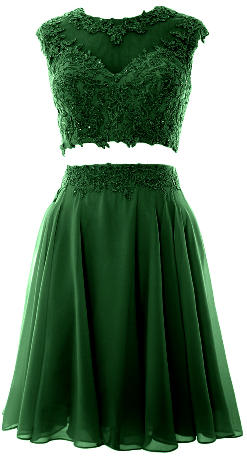 Vestido de fiesta de boda de encaje de 2 piezas estilo vintage para mujer de MACloth