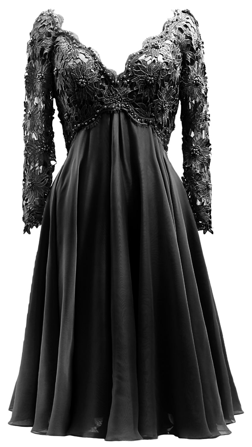 MACloth Damen Lange Ärmel Kurze Mutter Braut Kleider V Ausschnitt Cocktail Party