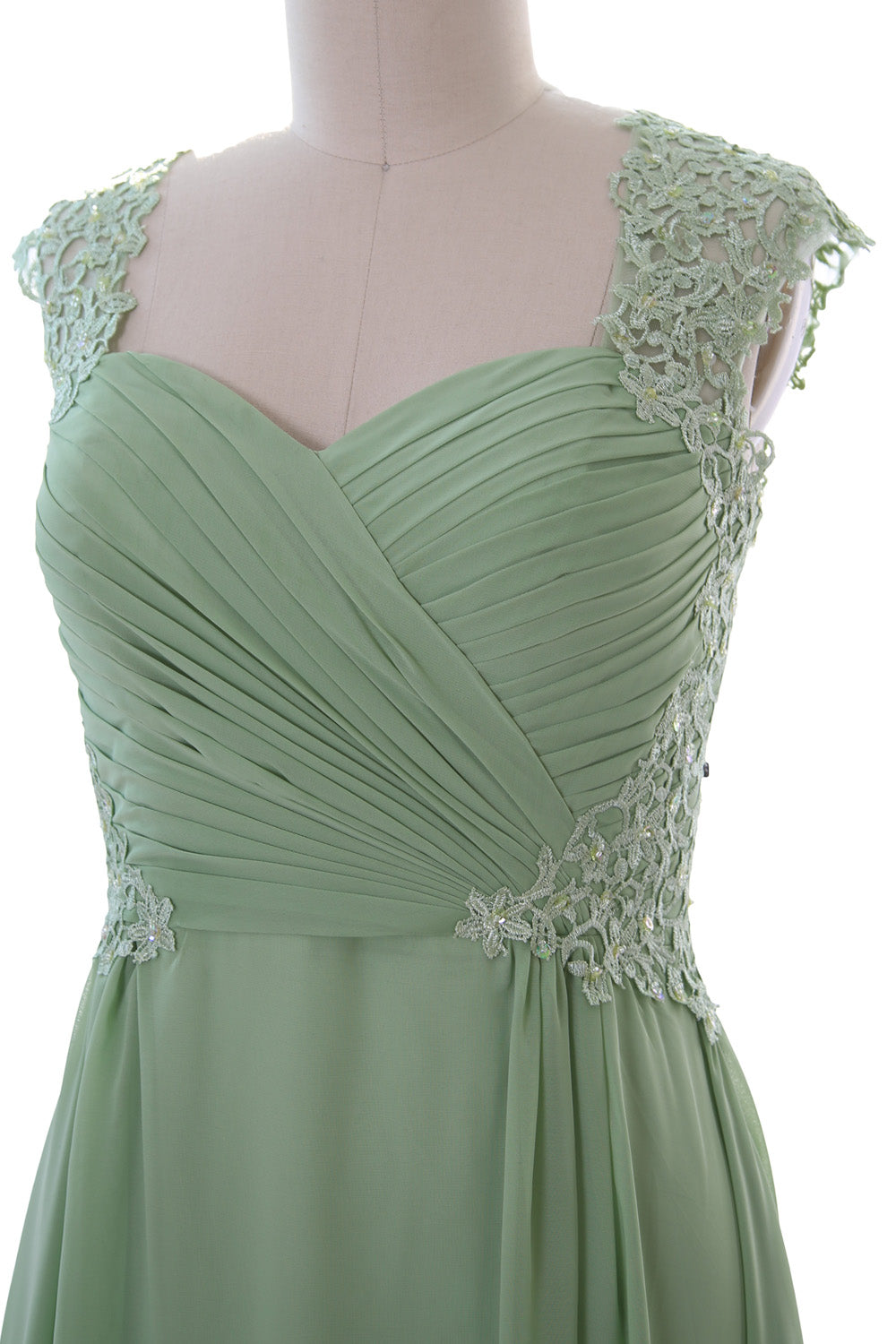 MACloth Women Long Maxi Bridesmaid Dresses Cap Sleeve Lace Evening Gown