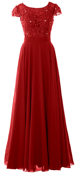 MACloth Women Mother of Bride Dresses Cap Sleeves Wedding Bridesmaid Rehearsal