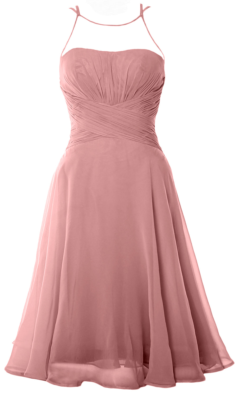 Vestido de cóctel corto elegante con ilusión de MACloth, vestido formal de gasa para boda o fiesta