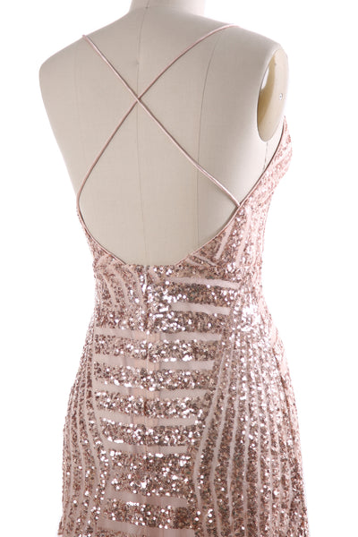 MACloth Women Deep V Neck Sequin Long Prom Dress Sexy Formal Party Evening Gown