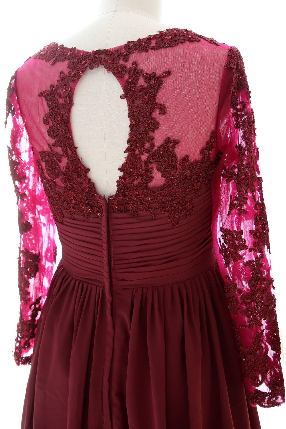 MACloth Damen Kleider für die Brautmutter, Spitze, formelles Abendkleid mit Ärmeln