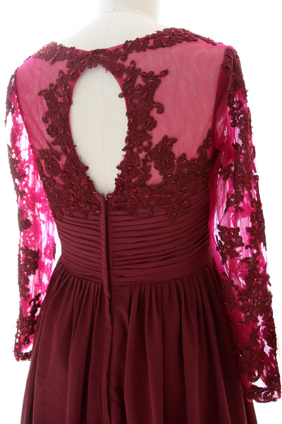 MACloth Women Mother of the Bride Dresses Lace Formal Evening Gown with Sleeves