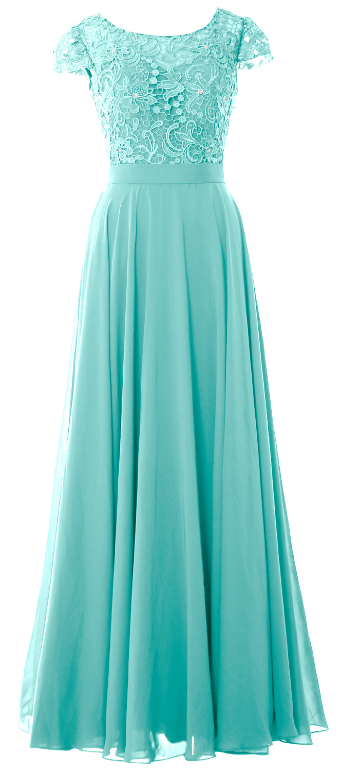 MACloth Damen Kleider für die Brautmutter mit Flügelärmeln, für Hochzeit, Brautjungfer, Probe