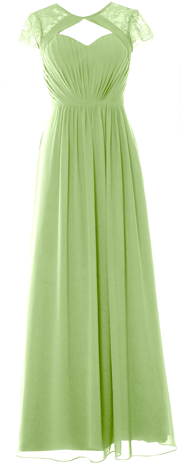 Vestido de dama de honor largo con mangas cortas elegante MACloth 2018 Vestido formal de noche