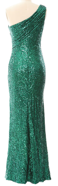 MACloth Sequin Prom Dresses with Split Mermaid One Shoulder Formal Evening Gown