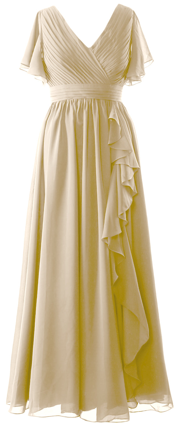 Vestidos de novia de MACloth con escote en V y mangas largas, vestido formal de boda