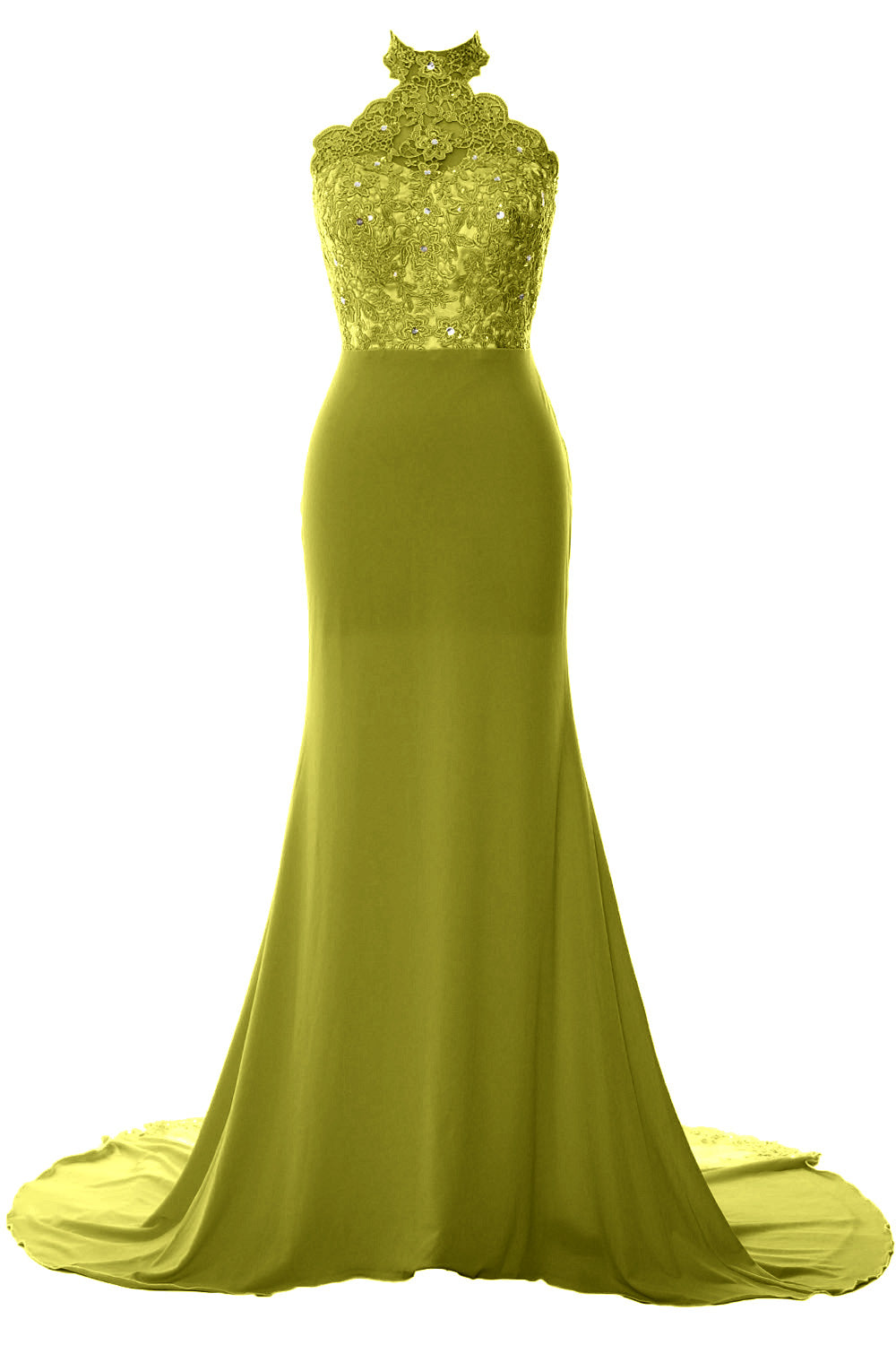 MACloth Women Prom Dresses Mermaid Sleeveless Lace Evening Party Formal Gown