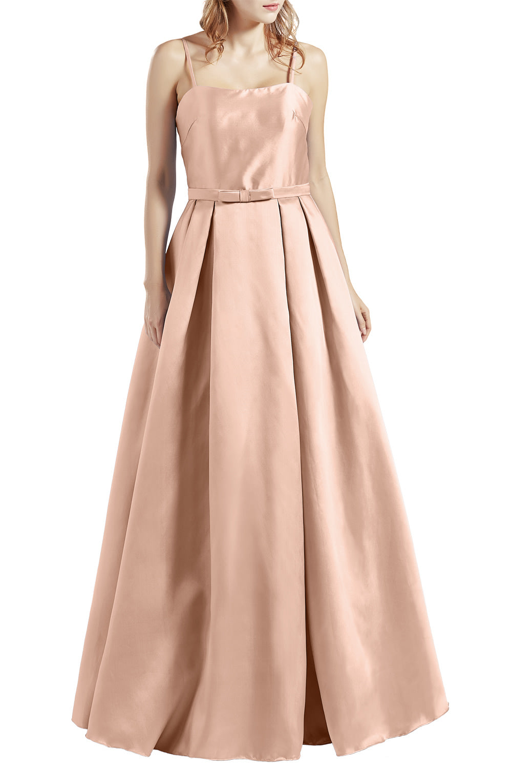 MACloth Damen Langes ärmelloses Satin-Ballkleid, Partykleid, Homecoming-Abendkleid