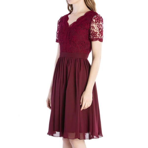 MACloth Mother of Bride Dresses Short Sleeves Wedding Guest Party Formal Gown Dusty Mauve