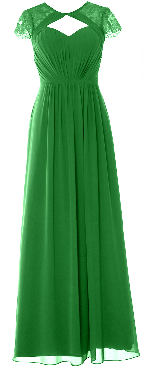 Vestido de dama de honor largo con mangas cortas elegante MACloth 2018 Vestido formal de noche