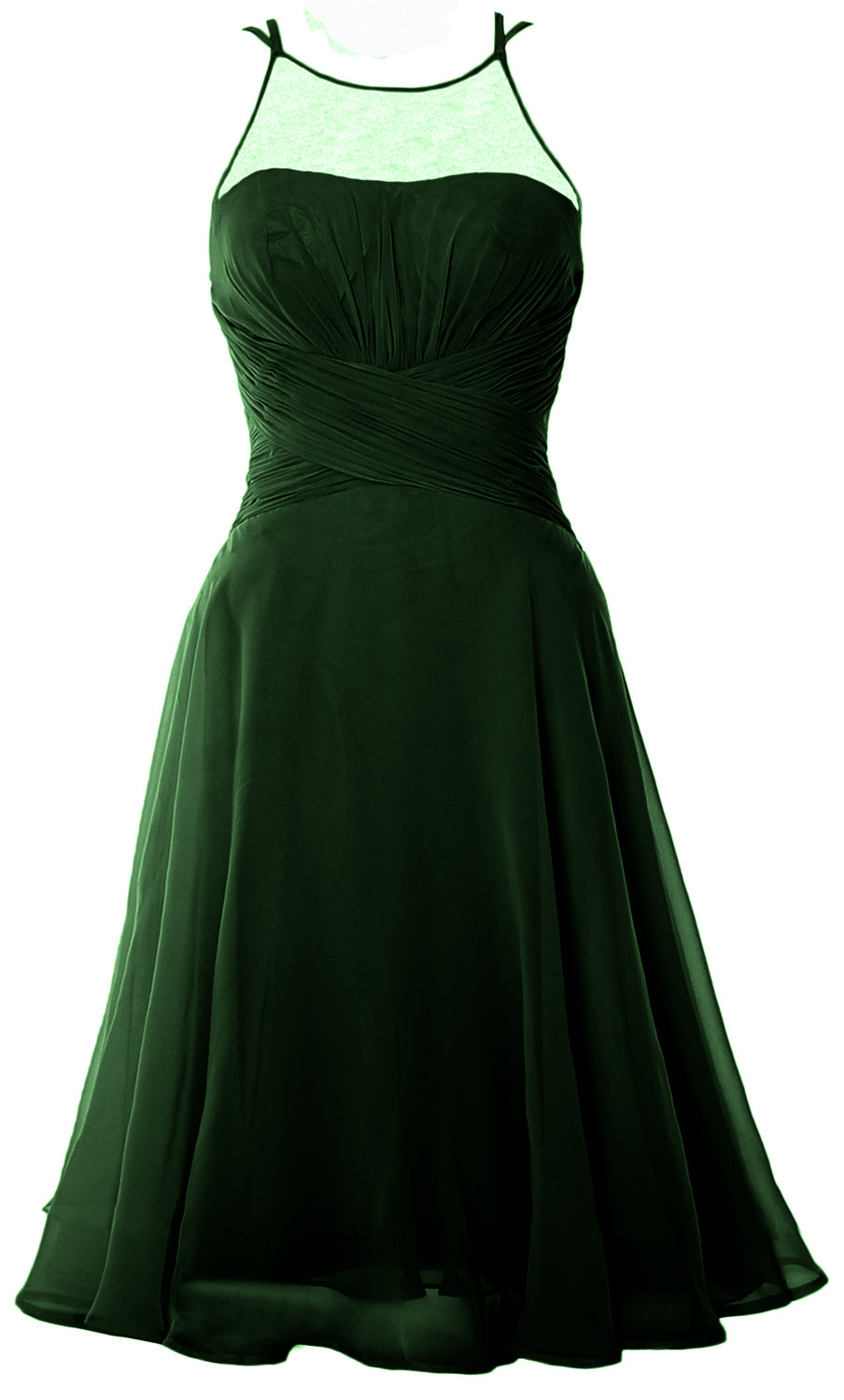 Vestido de cóctel corto elegante con ilusión de MACloth, vestido formal de gasa para boda o fiesta