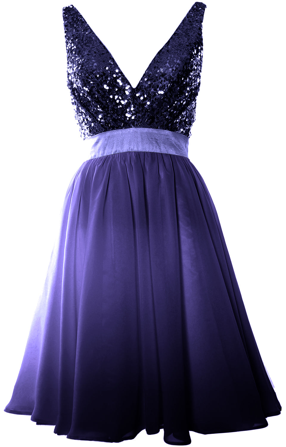 MACloth Short Bridesmaid Dresses Plunge V Neck Sequin Cocktail Party Formal Gown