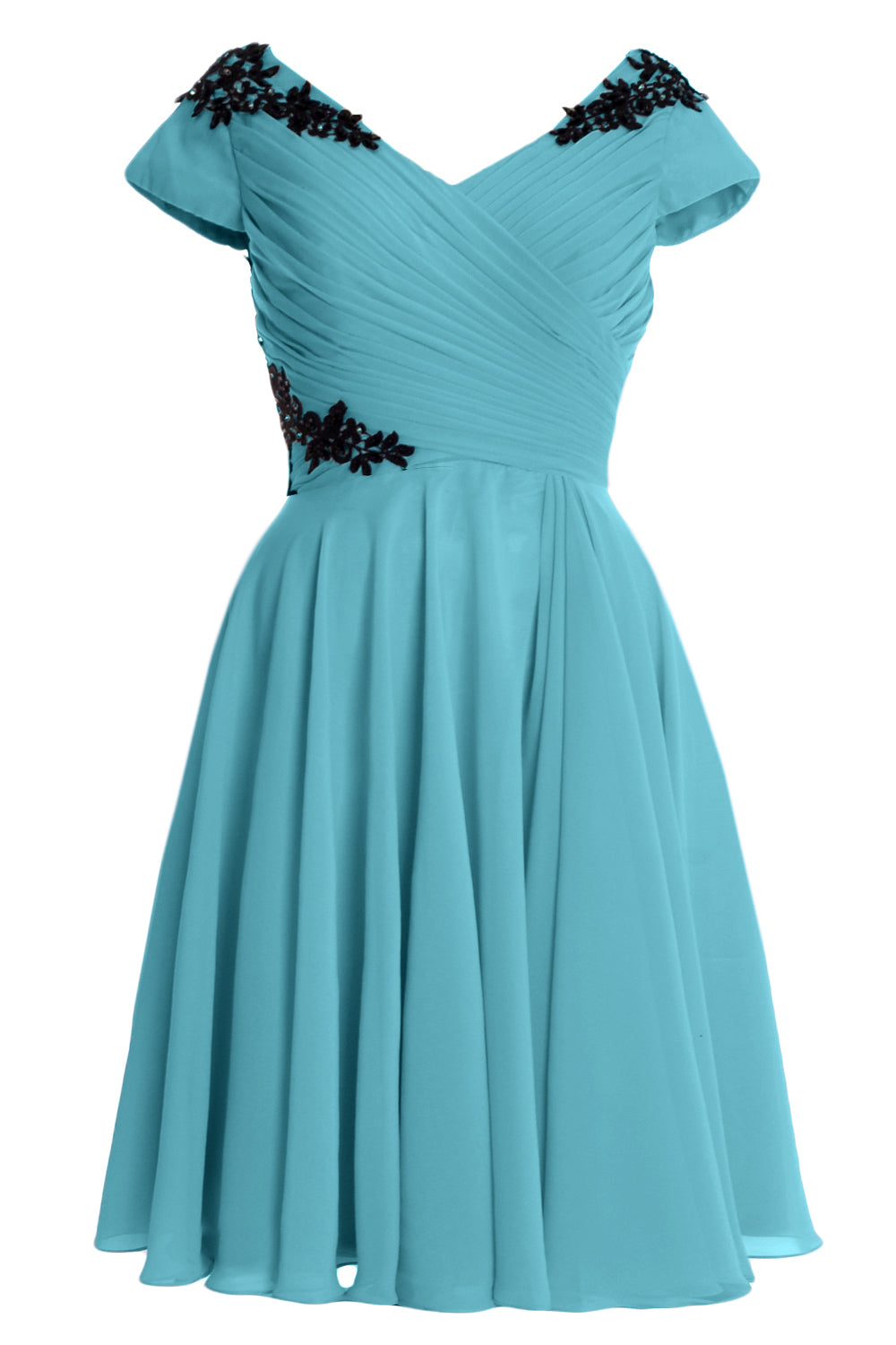 MACloth Damen Kleider für die Brautmutter und den Bräutigam, kurz, Flügelärmel, Brautjungfer, BD MoH