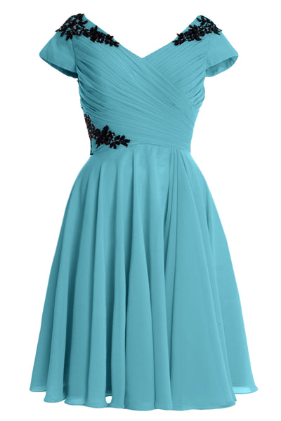 MACloth Women Mother of Bride Groom Dresses Short Cap Sleeve Bridesmaid BD MoH