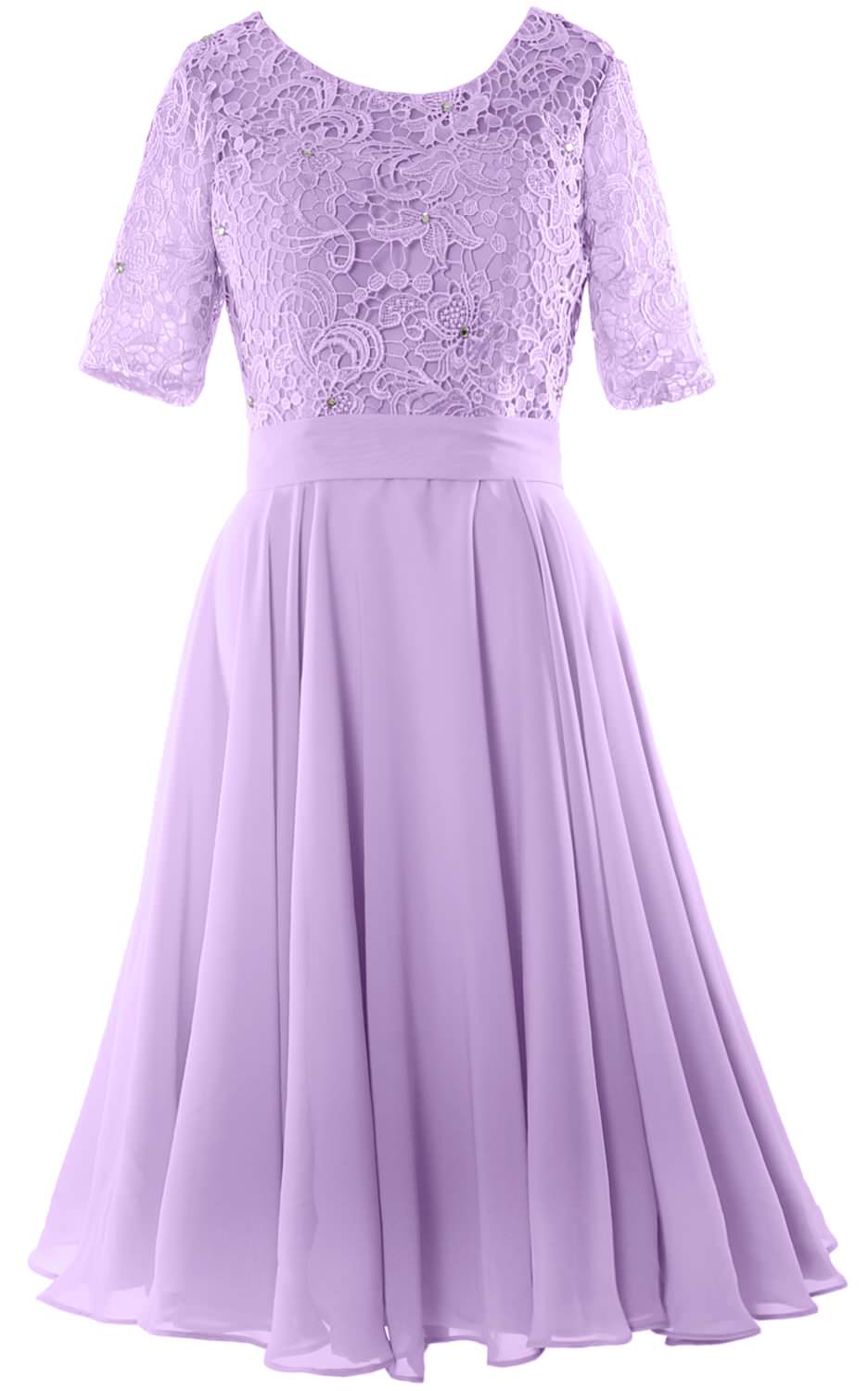MACloth Women Short Mother Bride Dresses Half Sleeve Wedding Guest Dinner Lace