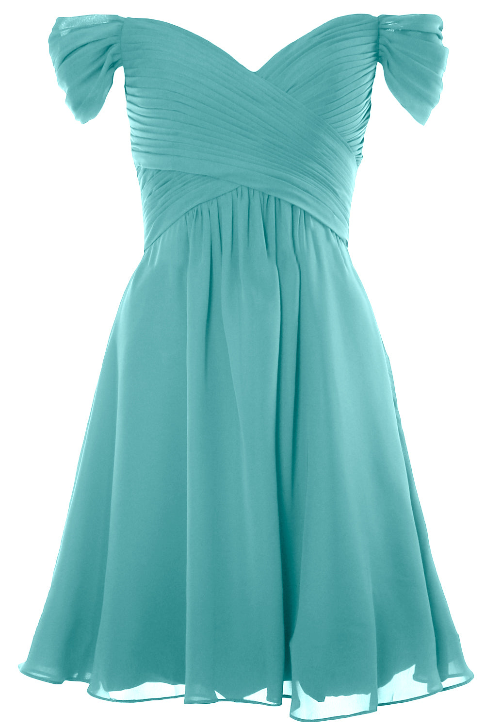 MACloth Damen Schulterfreies, kurzes Brautjungfernkleid für Hochzeit, Party, formelles Kleid