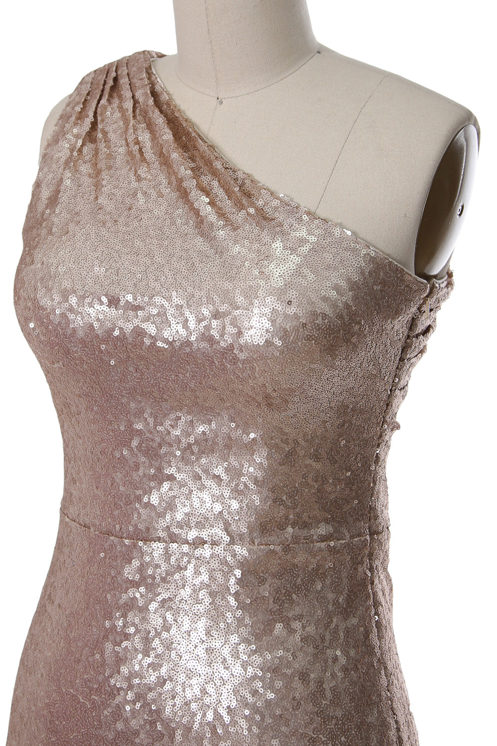 MACloth Women Sequin One Shoulder Long Bridemaid Dresses Military Ball Gown